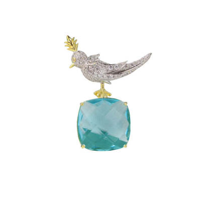 2021 autumn and winter new cross-border fashion bird brooch micro-embedded gold-plated lovebird coat pin accessories for men and women-Mix MIx Style