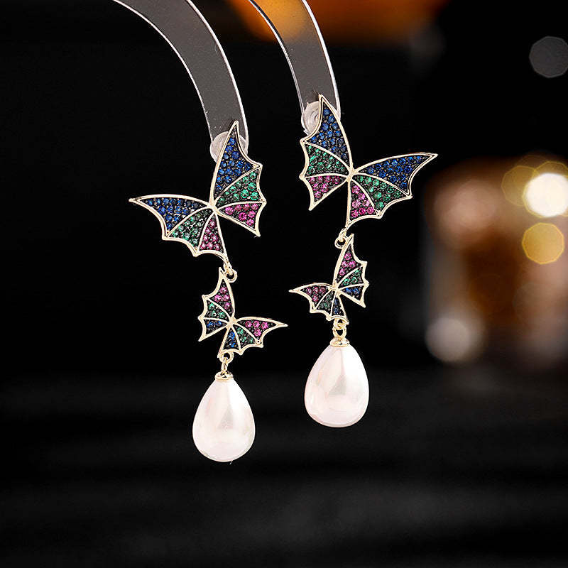 Multicolor Fairy White Akoya Pearl & Moissanite Diamonds Elegant 18k V