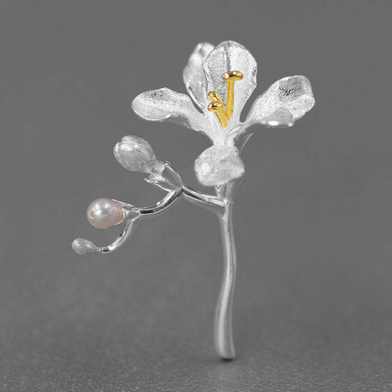 Looking for original British March sterling silver S925 natural, beautiful and elegant freesia brooch.-Mix MIx Style