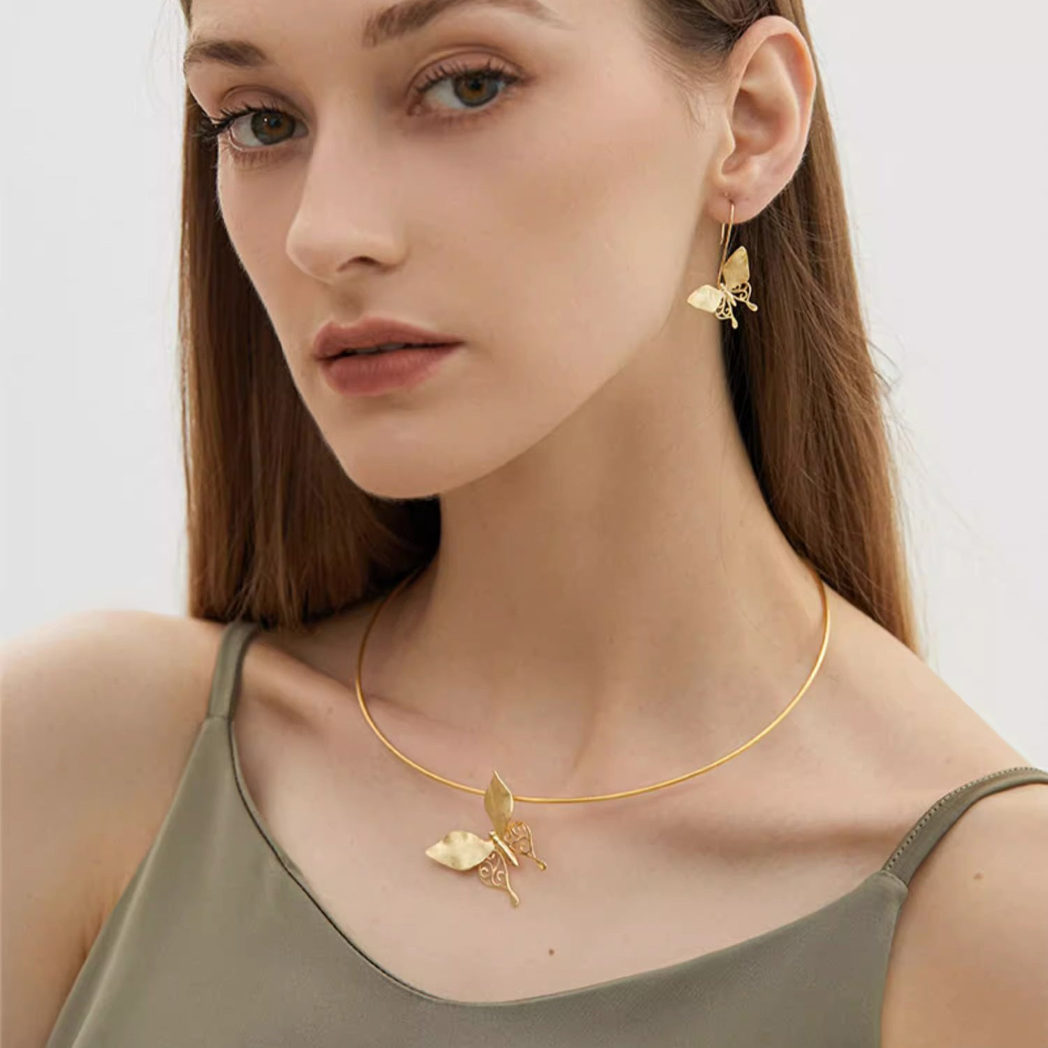 Butterfly Gold Retro Classic Pendant Luxury White/Vermeil 18k Gold Plated Necklace Jewelry | Mix Mix Style-Mix MIx Style