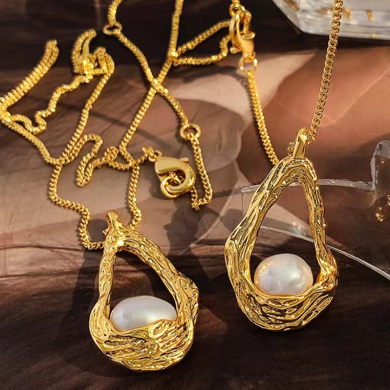 Vintage Akoya Pearl 18k Gold Plated Necklace Handmade Irregular Water Drop Pearl | Mix Mix Style [Hot Seller]-Mix MIx Style