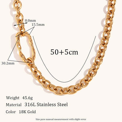Silver Minimalist Retro Classic Thick Chain 18k Vermeil/White Gold Plated Necklace Jewelry  | Mix Mix Style-Mix MIx Style