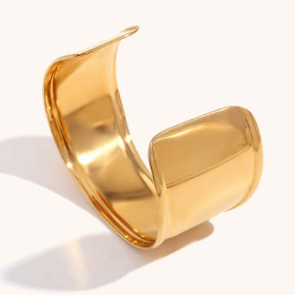 European and American cross-border simple versatile jewelry stainless steel plated 18K gold open high and low irregular wave smooth bracelet-Mix MIx Style