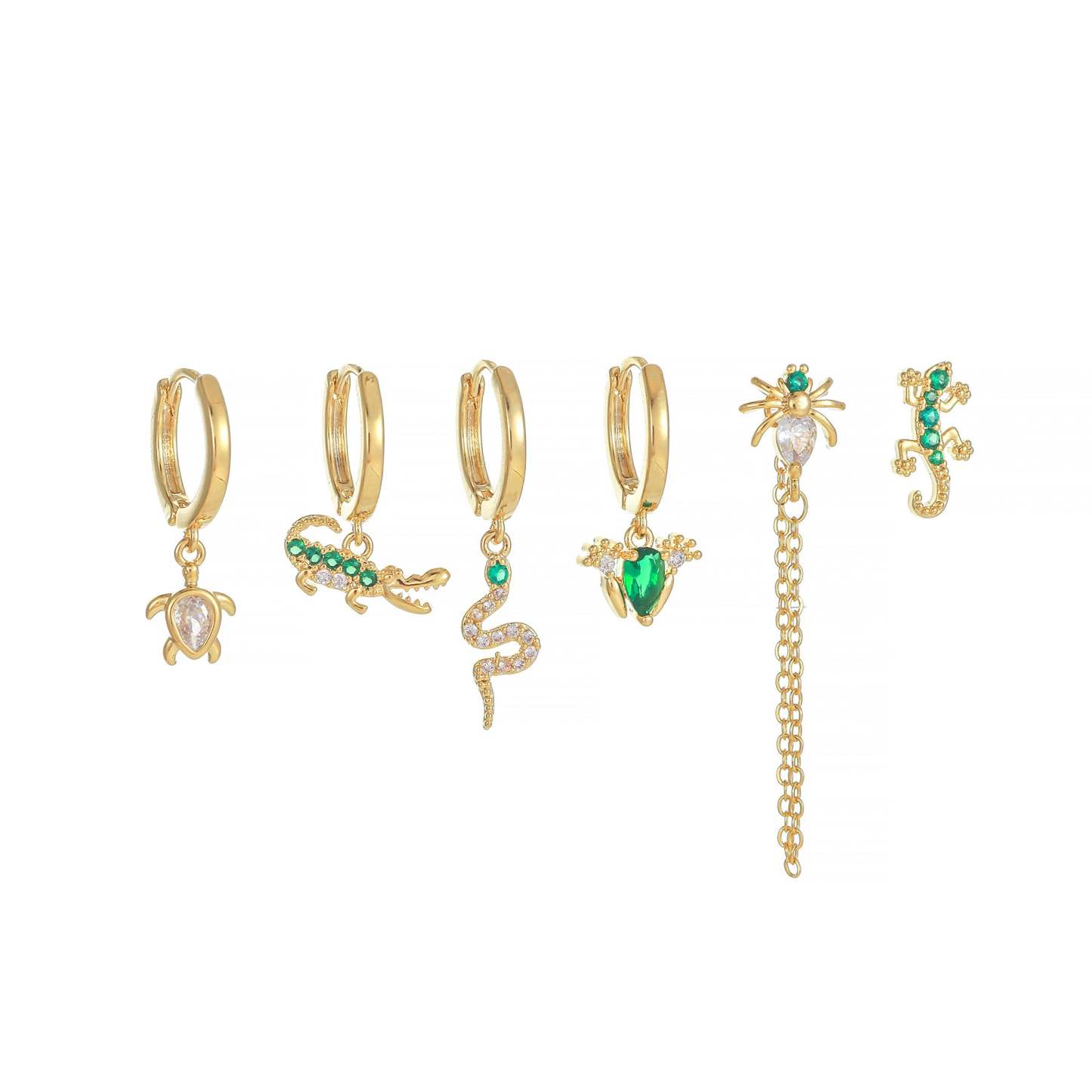 Fashion creative cross-border new animal earrings for women Europe and America hot selling tassel spider frog earrings set wholesale-Mix MIx Style