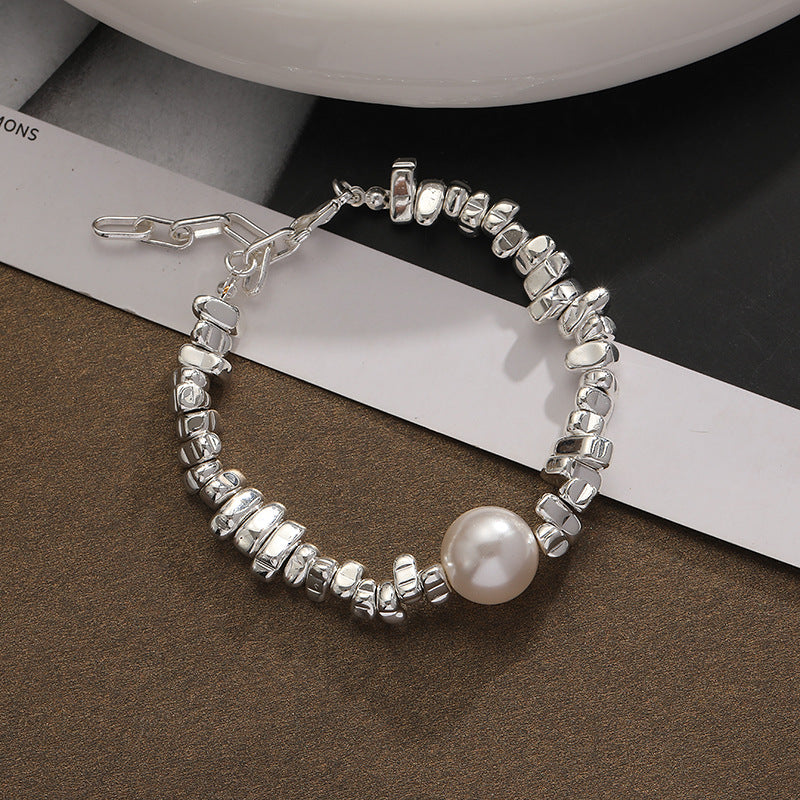 Dazzling Retro Pendant Akoya Pearl and Silver Beads 18k White Gold Plated Necklace Bracelet Earrings Jewelry Set | Mix Mix Style-Mix MIx Style