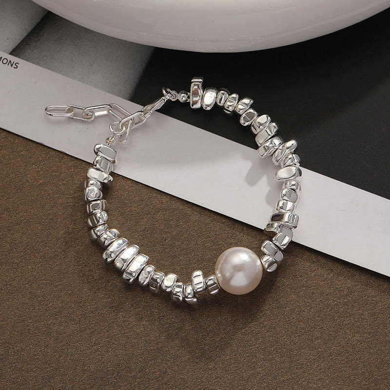 Dazzling Retro Pendant Akoya Pearl and Silver Beads 18k White Gold Plated Necklace Bracelet Earrings Jewelry Set | Mix Mix Style-Mix MIx Style