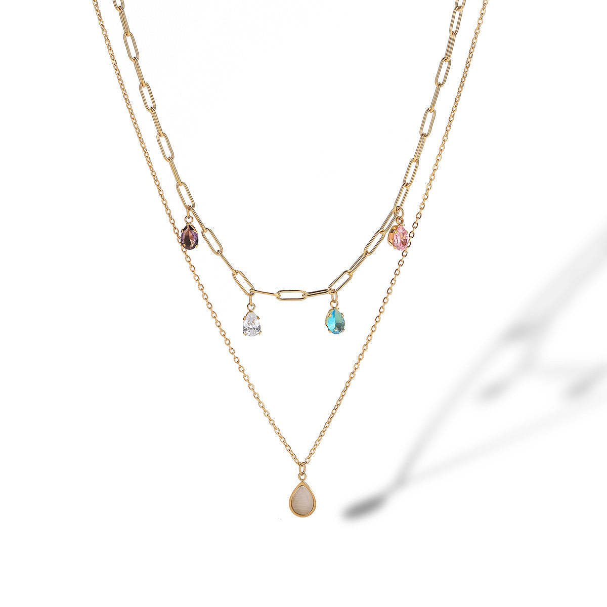 Retro Various Pendant Devils Eye Drop Diamond Luxury Chain 18k Vermeil Gold Plated Necklace Jewelry | Mix Mix Style-Mix MIx Style