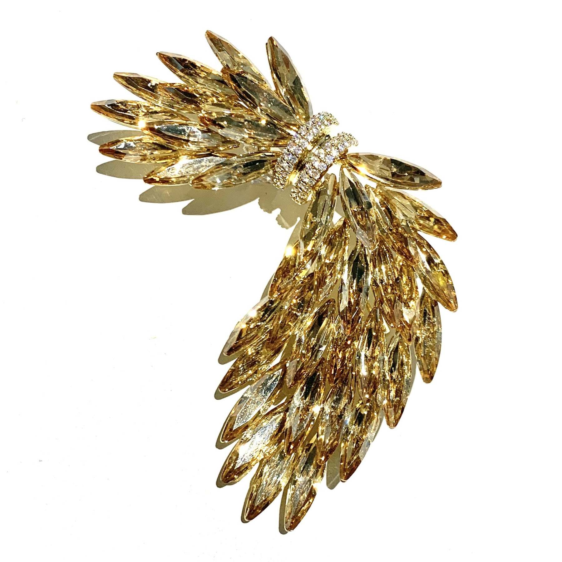 Xiliang Concubine Tmall hot sale luxury temperament Austrian crystal feather brooch high-grade coat wing corsage-Mix MIx Style