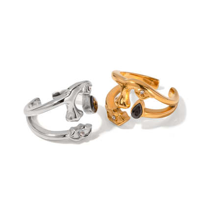 Irregular Natural Gem 18K Gold Plated and Silver Open Ring | Mix Mix Style [Hot Seller]-Mix MIx Style