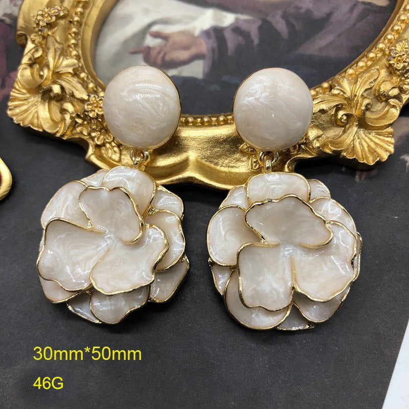 Purple - Orange - Yellow 3D Flower Shaped Summer Elegant 18k Vermeil Gold Plated Drop Earrings | Mix Mix Style-Mix MIx Style