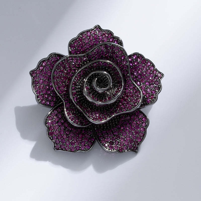 Xiliang Concubine Xiaohongshu recommends high-end heavy industry three-dimensional small fragrance style retro camellia brooch copper zircon-Mix MIx Style