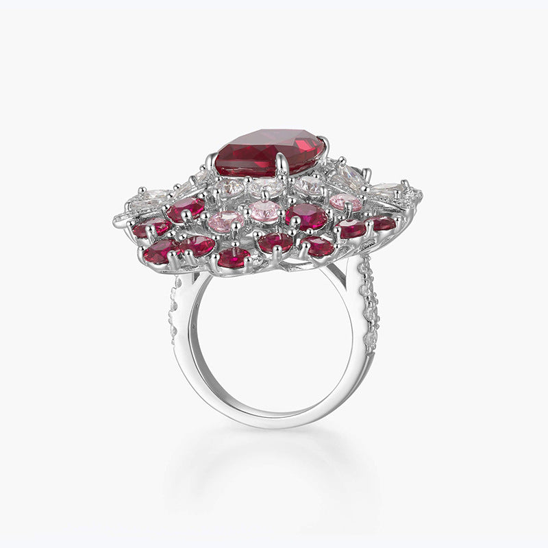 Luxurious Red Centre Radiant Cut Diamond 5ct 18k White Gold Plated Engagement Ring | Mix Mix Style-Mix MIx Style