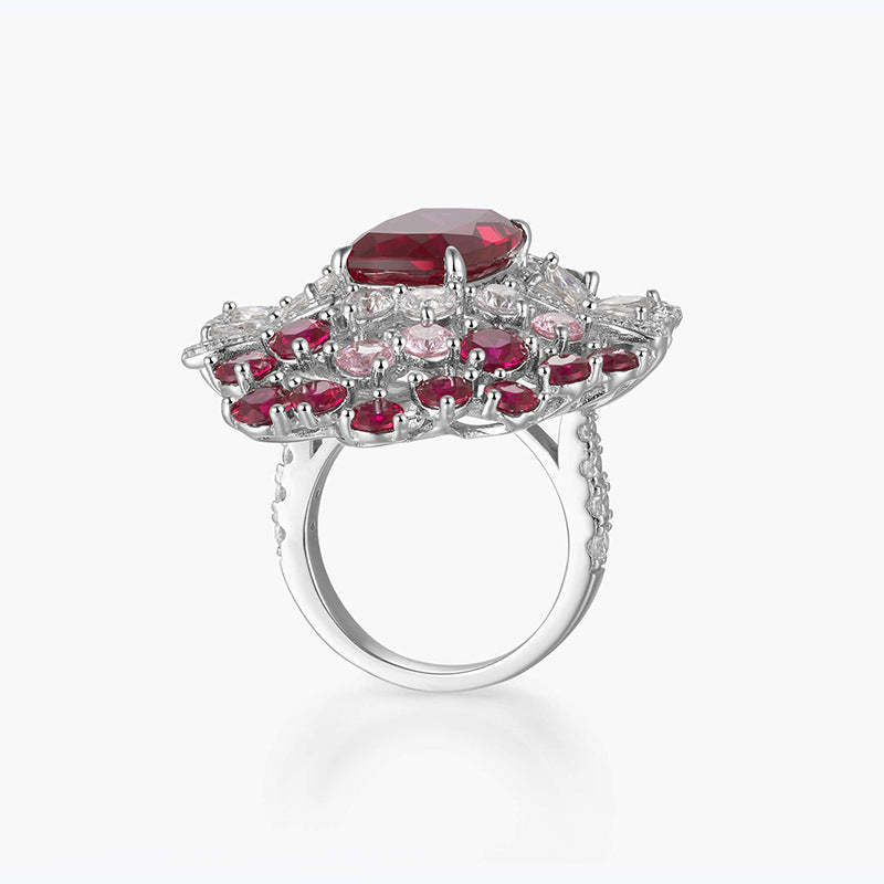 Luxurious Red Centre Radiant Cut Diamond 5ct 18k White Gold Plated Engagement Ring | Mix Mix Style-Mix MIx Style