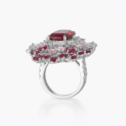 Luxurious Red Centre Radiant Cut Diamond 5ct 18k White Gold Plated Engagement Ring | Mix Mix Style-Mix MIx Style