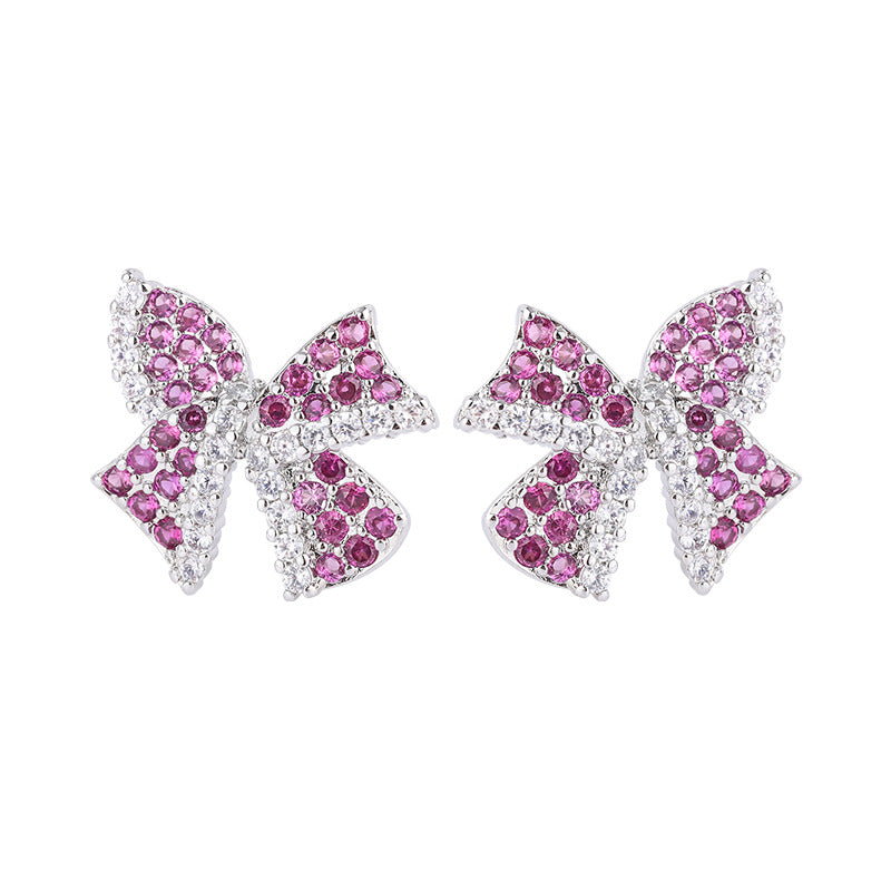 Pink & White Flowers Vintage Pendant Diamonds Luxury 18k White Gold Plated Earrings Bracelet Jewelry Set | Mix Mix Style-Mix MIx Style