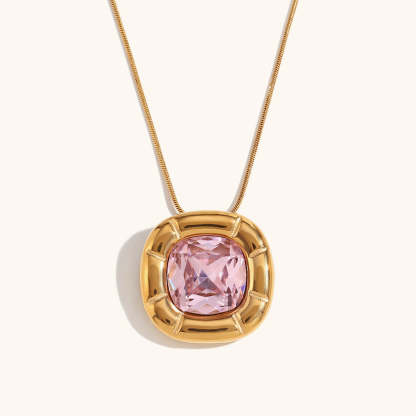 Green/Blue/White Retro Pendant Cushion Diamond Luxury 18k Gold Plated Necklace Earring Ring Jewelry Set | Mix Mix Style-Mix MIx Style