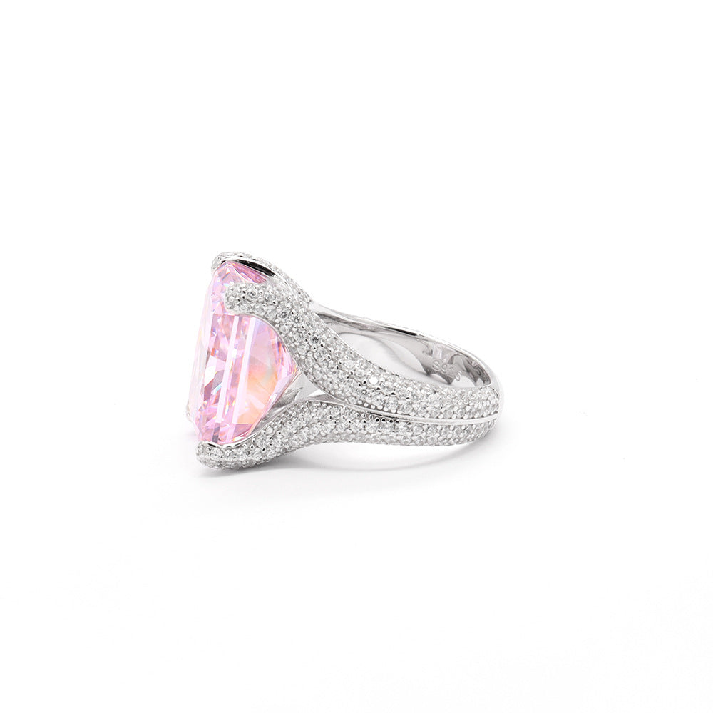 Elegant Pink Radiant Cut Diamond 4ct 18k White Gold Plated Engagement Ring | Mix Mix Style-Mix MIx Style