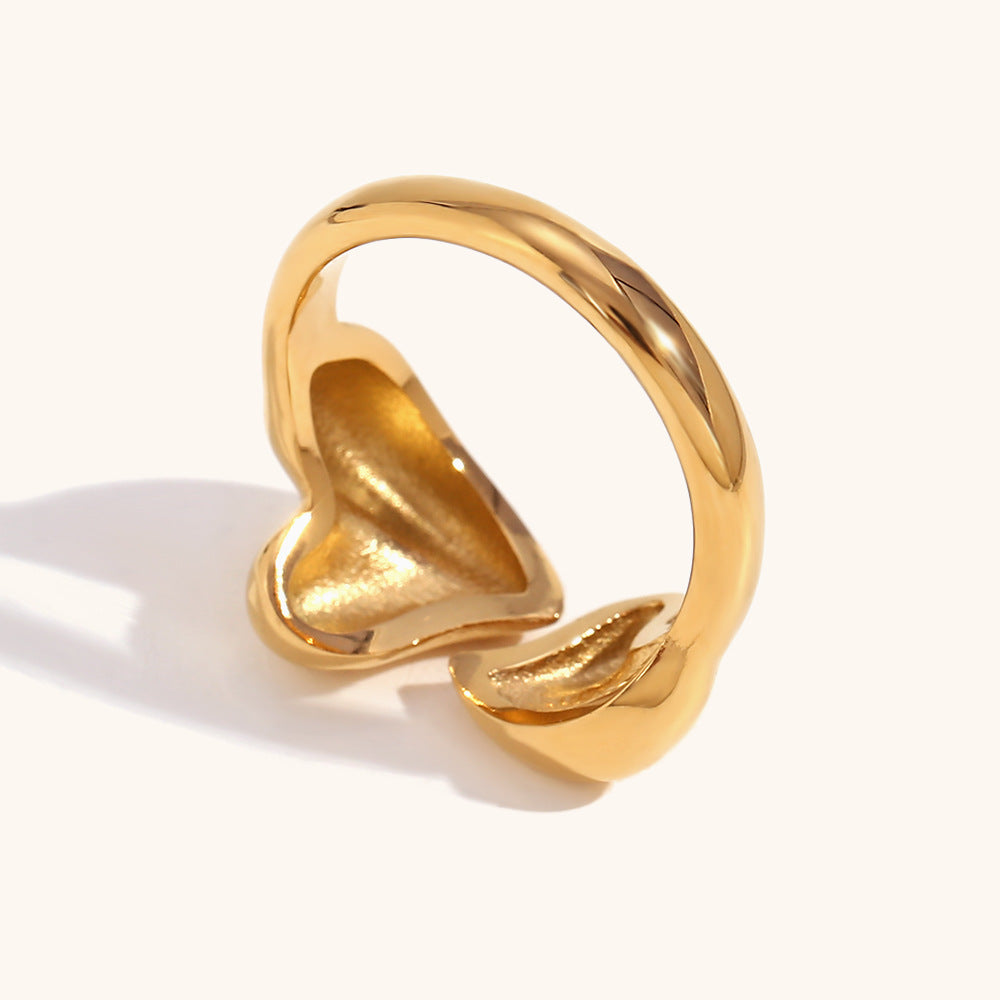 Open Heart Antique Classic Solid Elegant Dainty  18k Vermeil Gold Plated Adjustable Ring Jewelry | Mix Mix Style-Mix MIx Style
