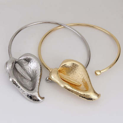 Silver Leaf Retro Pendant Luxurious 18k Gold Plated Open Necklace Jewelry | Mix Mix Style-Mix MIx Style