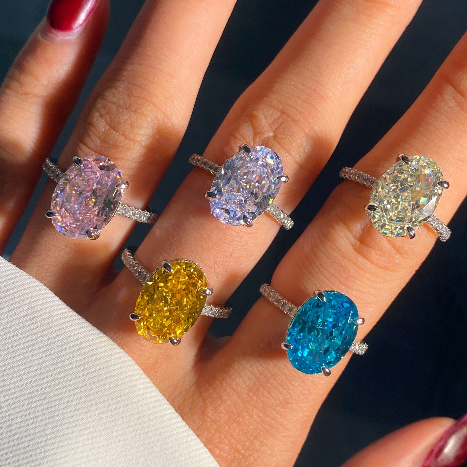 Luxury Purple Oval Cut Moissanite Diamond 4ct 18k White Gold Plated Engagement Ring | Mix Mix Style-Mix MIx Style