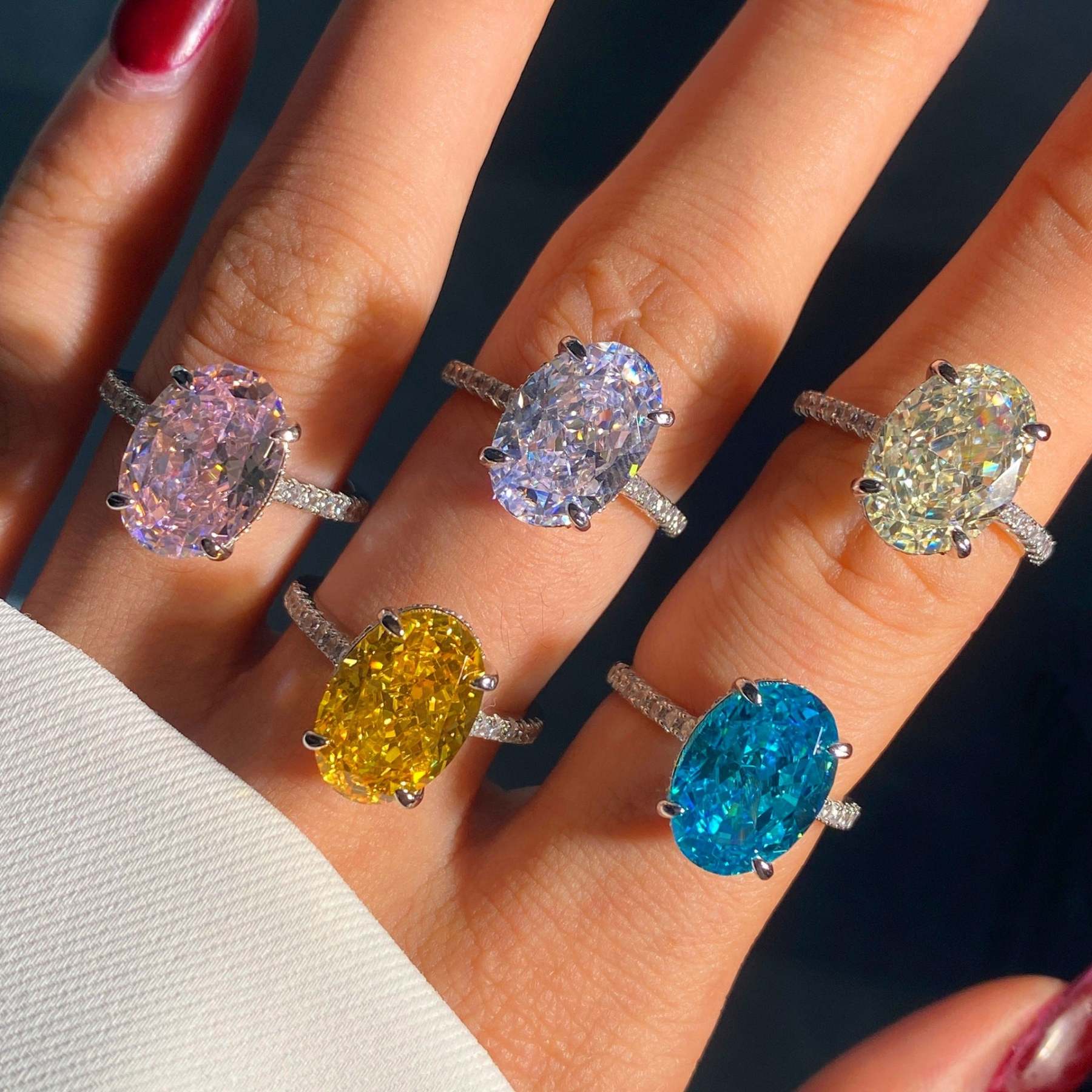 Luxury Purple Oval Cut Moissanite Diamond 4ct 18k White Gold Plated Engagement Ring | Mix Mix Style-Mix MIx Style