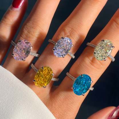 Luxury Purple Oval Cut Moissanite Diamond 4ct 18k White Gold Plated Engagement Ring | Mix Mix Style-Mix MIx Style