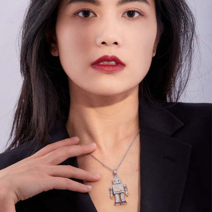 2022 hip-hop style robot necklace original design 3D three-dimensional limb movement unisex trendy accessory-Mix MIx Style