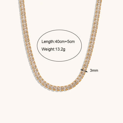 Chain Classic Pendant White Diamonds Luxury 18k Vermeil Gold Plated Necklace Bracelet Jewelry Set | Mix Mix Style-Mix MIx Style