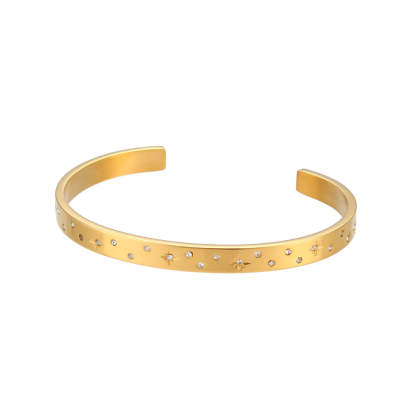 European and American cross-border hot selling eight-pointed star round zircon open bracelet stainless steel round edge five-pointed star zircon hand jewelry for women-Mix MIx Style