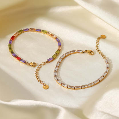 Moissanite Diamonds 18K Gold Plated and Silver Chain Bracelet | Mix Mix Style [Hot Seller]-Mix MIx Style