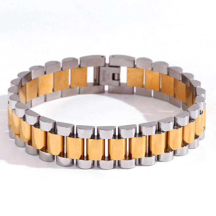 European and American cross-border hot-selling hip-hop temperament watch straps, bracelets, niche fashion design, stainless steel plated 18K jewelry-Mix MIx Style
