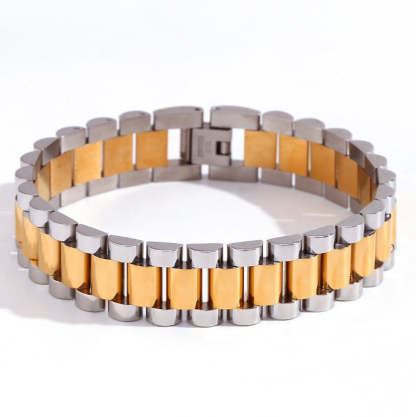 European and American cross-border hot-selling hip-hop temperament watch straps, bracelets, niche fashion design, stainless steel plated 18K jewelry-Mix MIx Style
