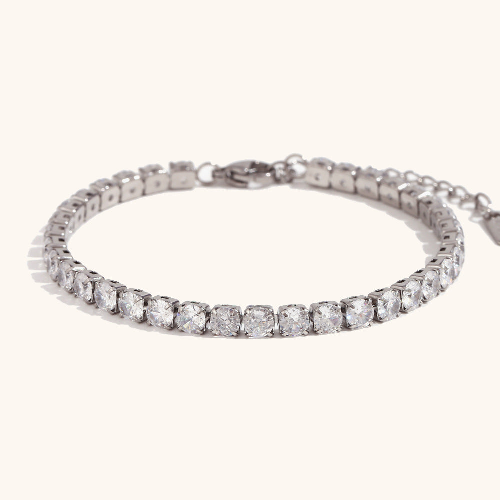 European and American cross-border hot selling fashion light luxury zircon chain bracelet stainless steel plated 18K gold simple hand jewelry-Mix MIx Style