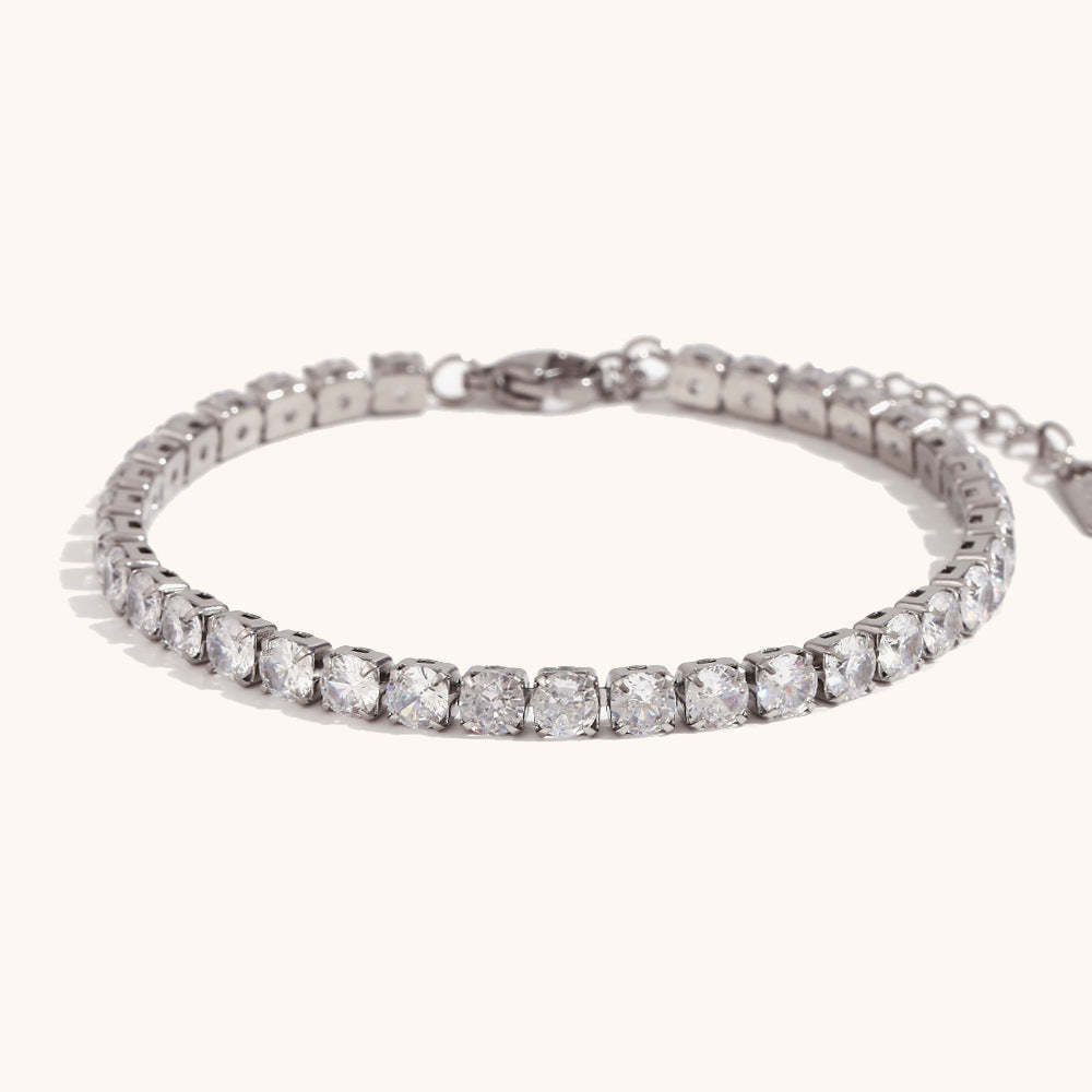 European and American cross-border hot selling fashion light luxury zircon chain bracelet stainless steel plated 18K gold simple hand jewelry-Mix MIx Style
