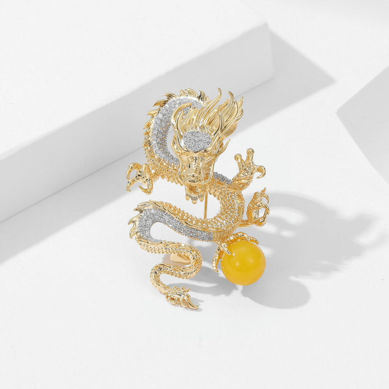 2024 new Chinese style dragon-shaped corsage trendy unisex suit jacket pin high-end zodiac dragon brooch-Mix MIx Style