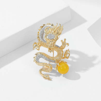 2024 new Chinese style dragon-shaped corsage trendy unisex suit jacket pin high-end zodiac dragon brooch-Mix MIx Style