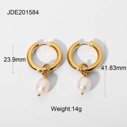 Classic White Akoya Pearl Minimalist 18k Vermeil Gold Plated Hoop Earrings | Mix Mix Style-Mix MIx Style