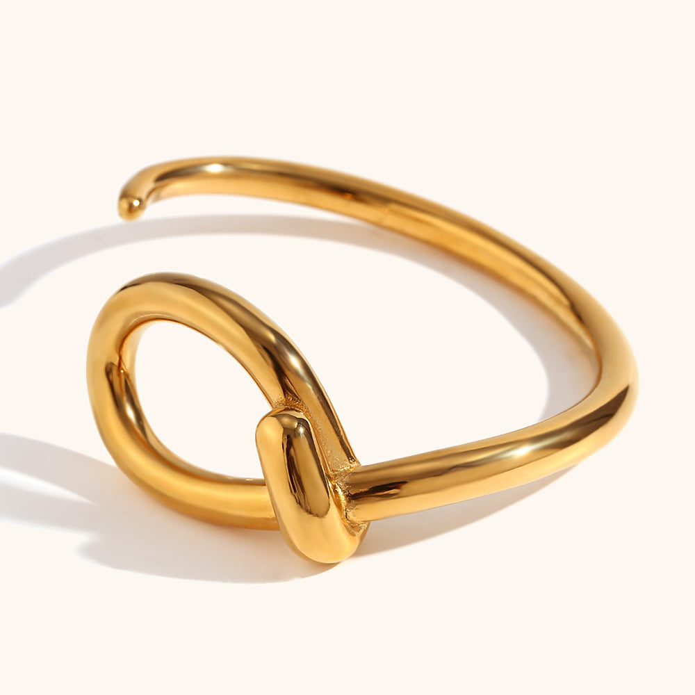 European and American cross-border hot sale wire wound hollow water drop open bracelet stainless steel plated 18K gold fashion personality hand jewelry-Mix MIx Style