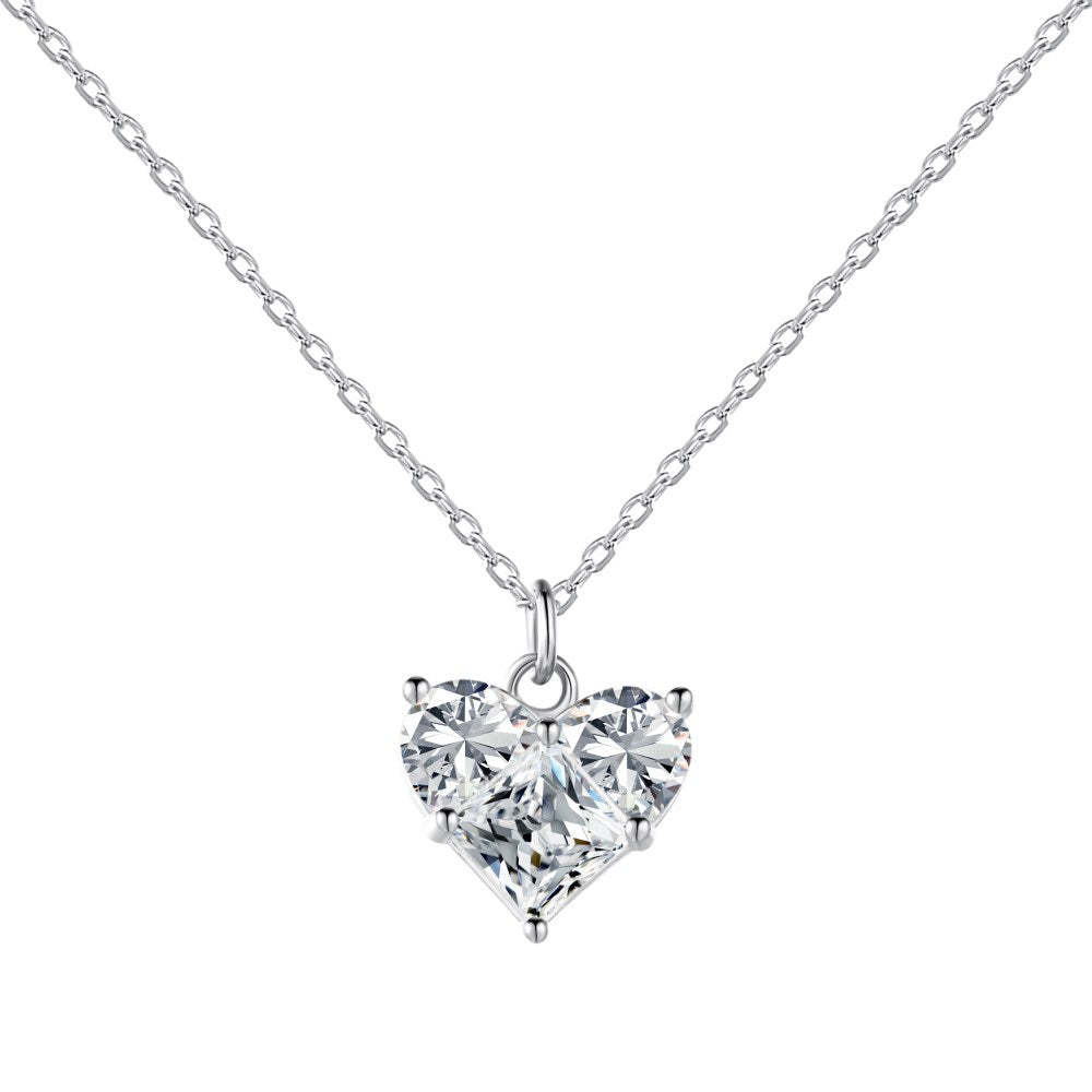 18k White Gold Plated, Moissanite Diamond  Hart-Shaped Necklace For Women-Mix MIx Style
