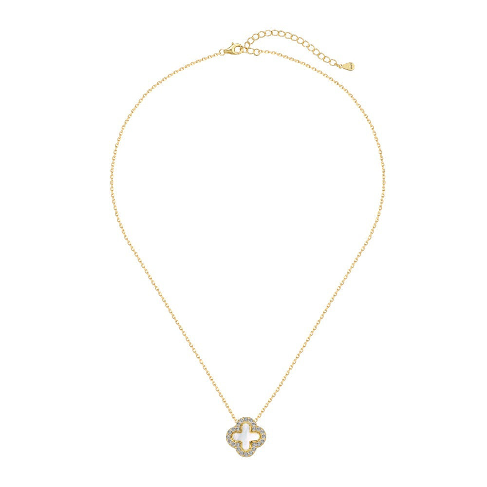 18k White Gold Plated Four-Leaf Clover Cecklace  Moissanite Jewelry-Mix MIx Style