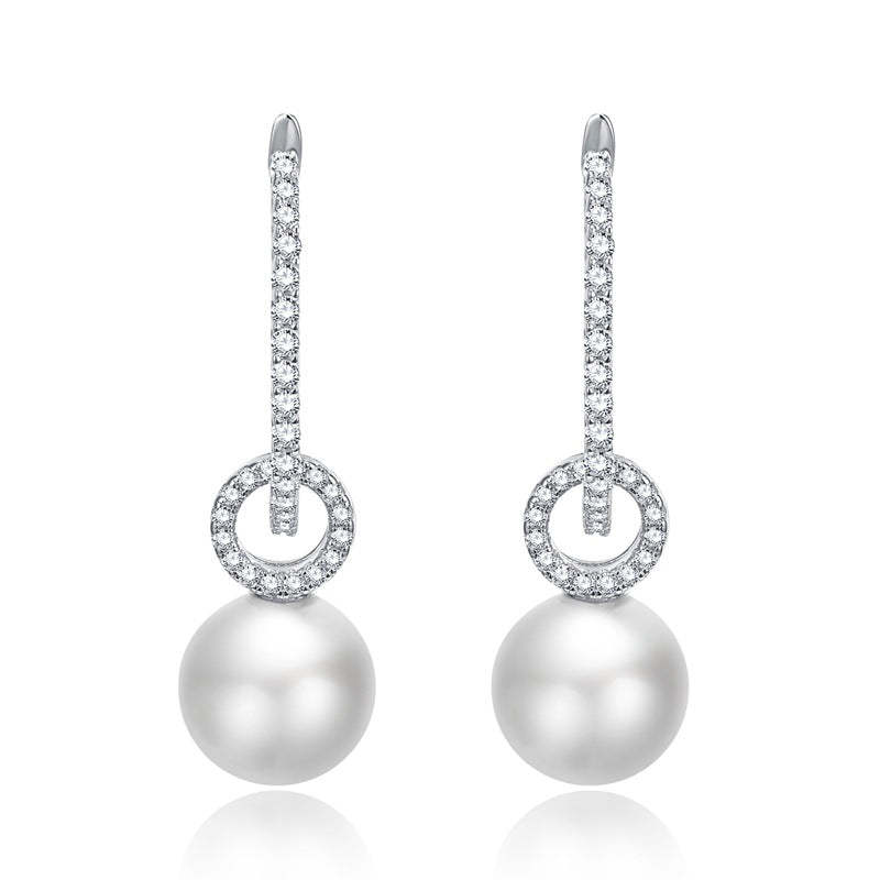 Mujing Jewelry S925 Sterling Silver 10.0 Pearl Earrings Luxury Micro-Inlay ins Women's Earrings Silver Live Hot Sale-Mix MIx Style