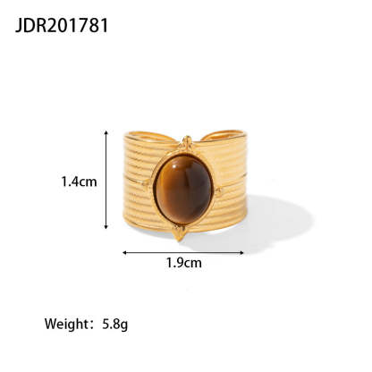 European and American retro stainless steel ring 18k gold plated ring inlaid with malachite jewelry wholesale-Mix MIx Style