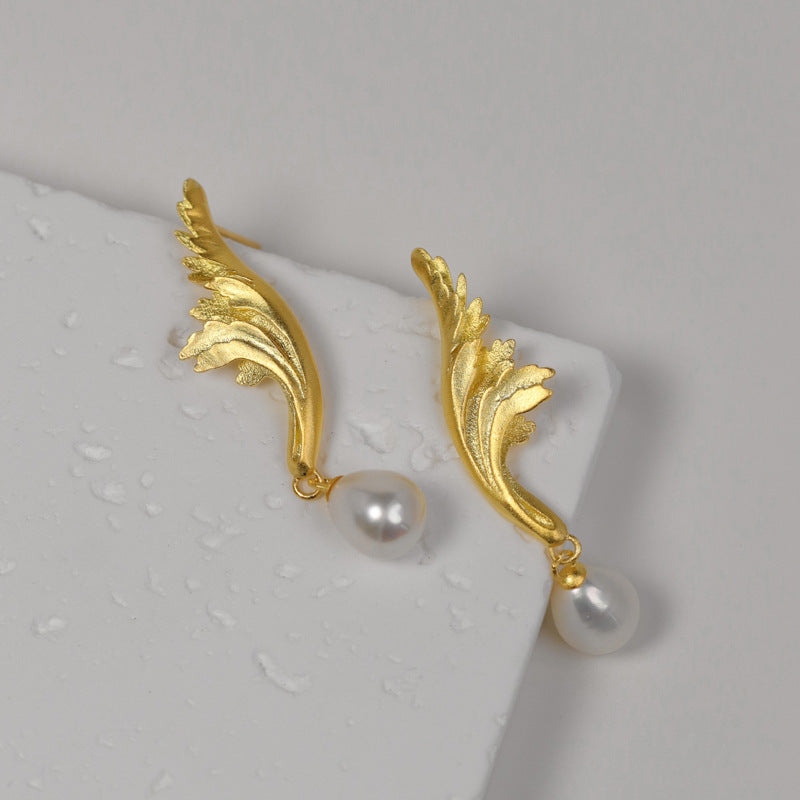 Irregular Timeless White Akoya Pearl Elegant 18k White/Vermeil Gold Plated Drop Earrings | Mix Mix Style-Mix MIx Style