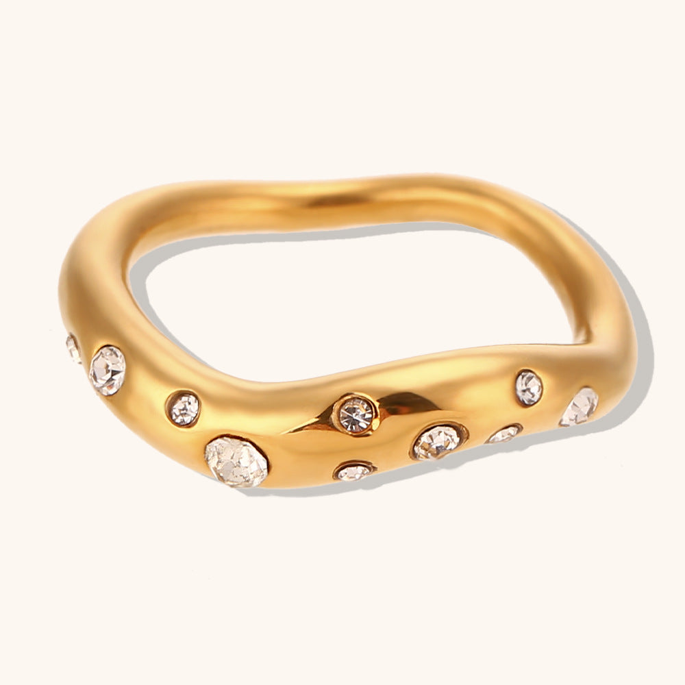 Minimalist Antique Vintage Round Diamonds Elegant Dainty 18k Vermeil Gold Plated Ring Jewelry | Mix Mix Style-Mix MIx Style
