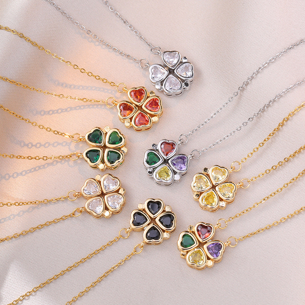 Colored gemstones necklace four-leaf flower necklace Mix Mix Style [Hot Seller]-Mix MIx Style
