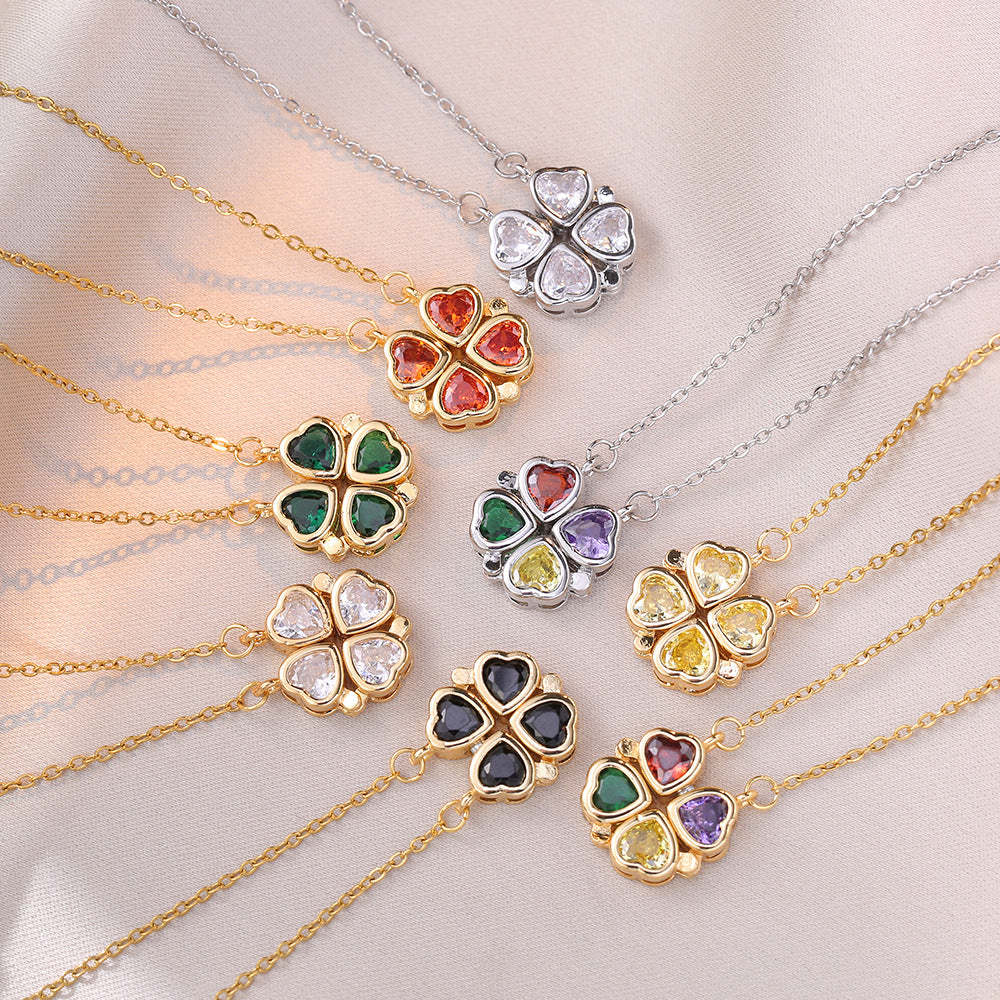 Colored gemstones necklace four-leaf flower necklace Mix Mix Style [Hot Seller]-Mix MIx Style