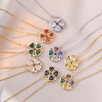 Colored gemstones necklace four-leaf flower necklace Mix Mix Style [Hot Seller]-Mix MIx Style