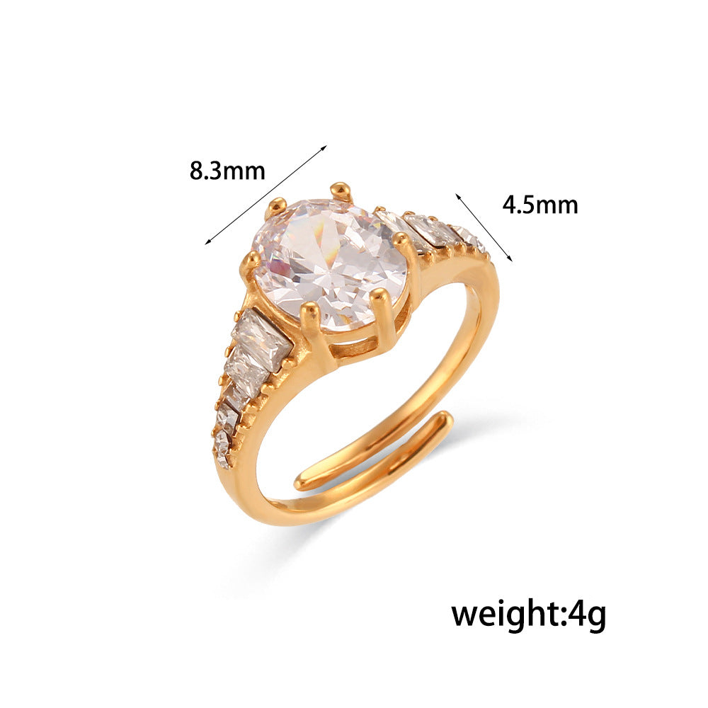 Style Retro Classic Orange/White Oval Cut Diamond Luxury 18k Vermeil Gold Plated Adjustable Ring Jewelry | Mix Mix Style-Mix MIx Style