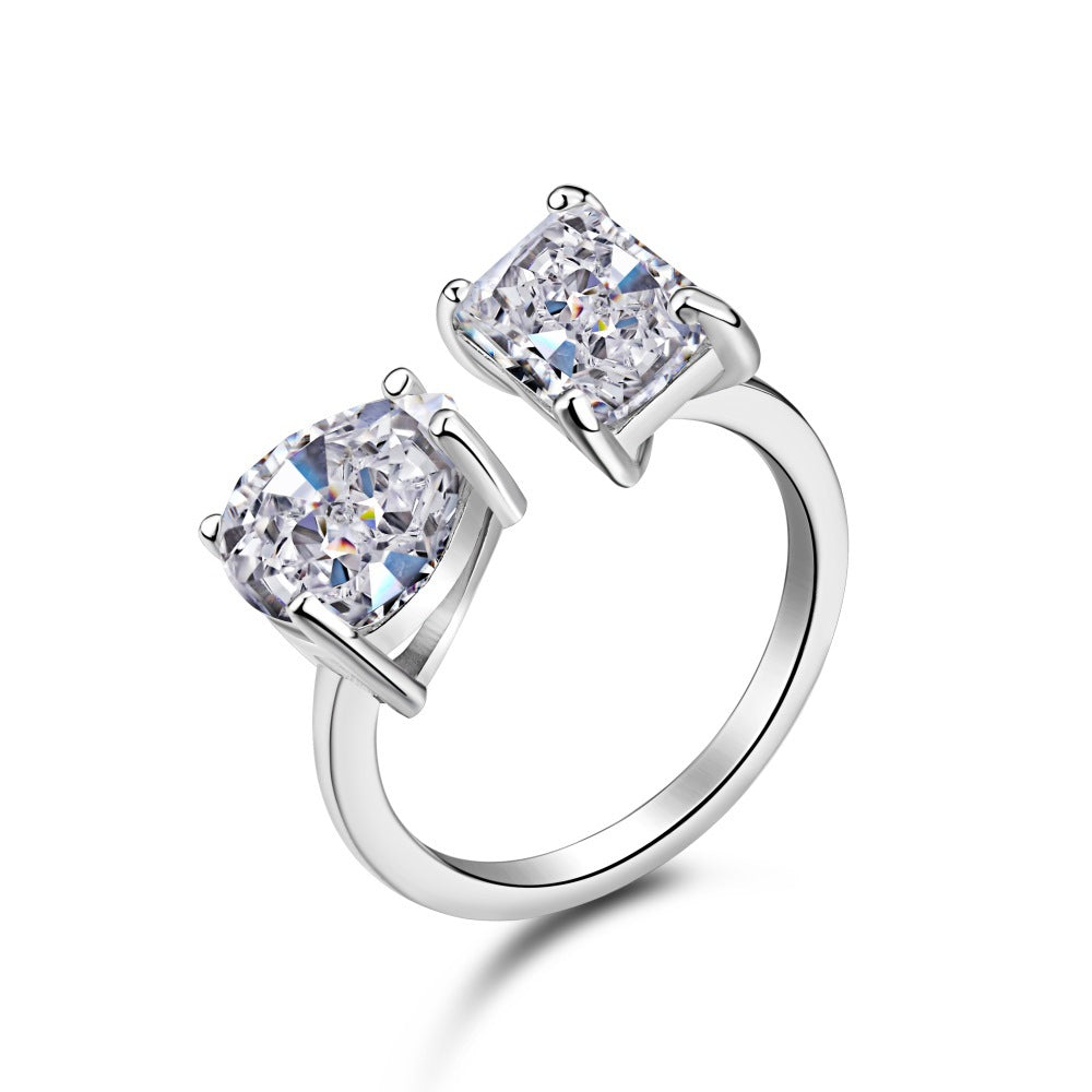 Open Double White Pear Cut Moissanite Diamond 3ct 18k White Gold Plated Engagement Ring | Mix Mix Style-Mix MIx Style