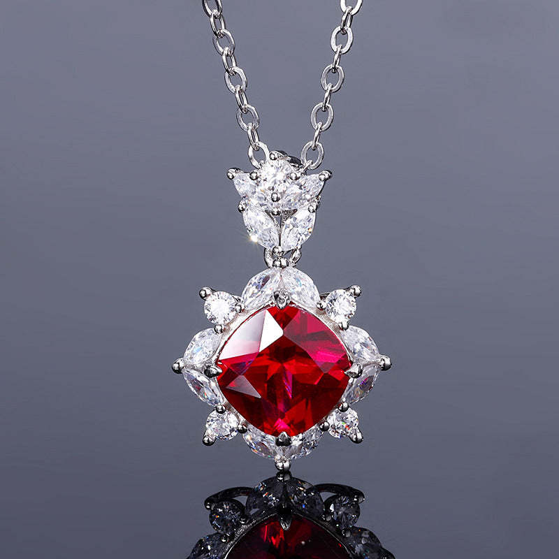 New S925 silver jewelry simulated colorful treasure square simple daily style suit for women 9*9-7*7-Mix MIx Style